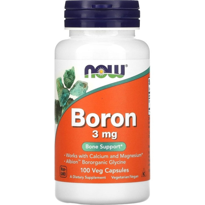 Бор NOW BORON, 3мг, 100 капсул NS29481